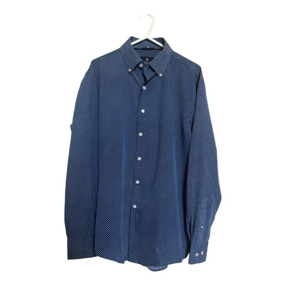 Ben Sherman Long-Sleeve Button Down Collar Shirt Blue with White Pattern M - Picture 1 of 12